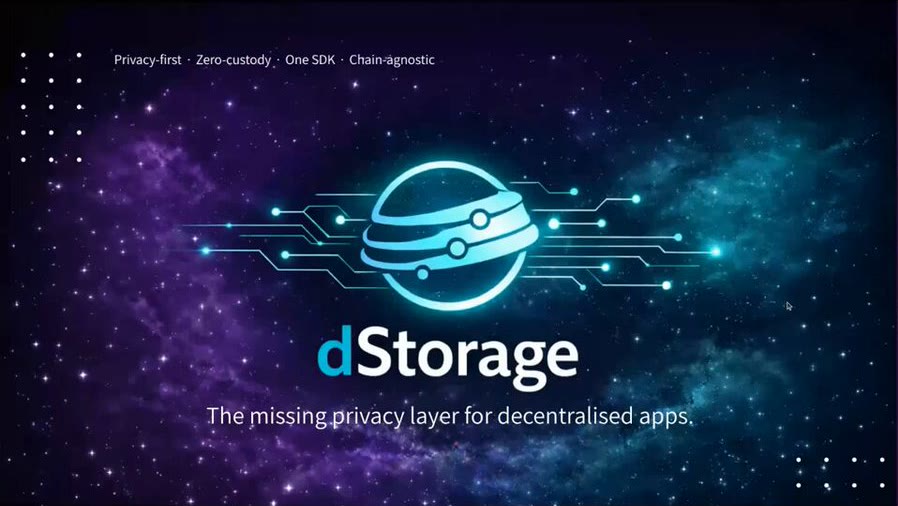 dStorage title slide: The missing privacy layer for decentralised apps